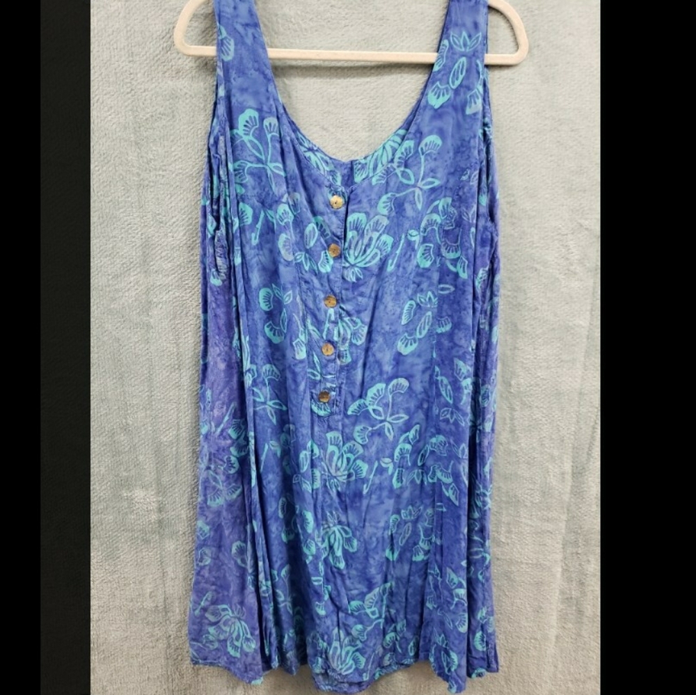 Tropics Print Blue Hawaii Sun Dresd